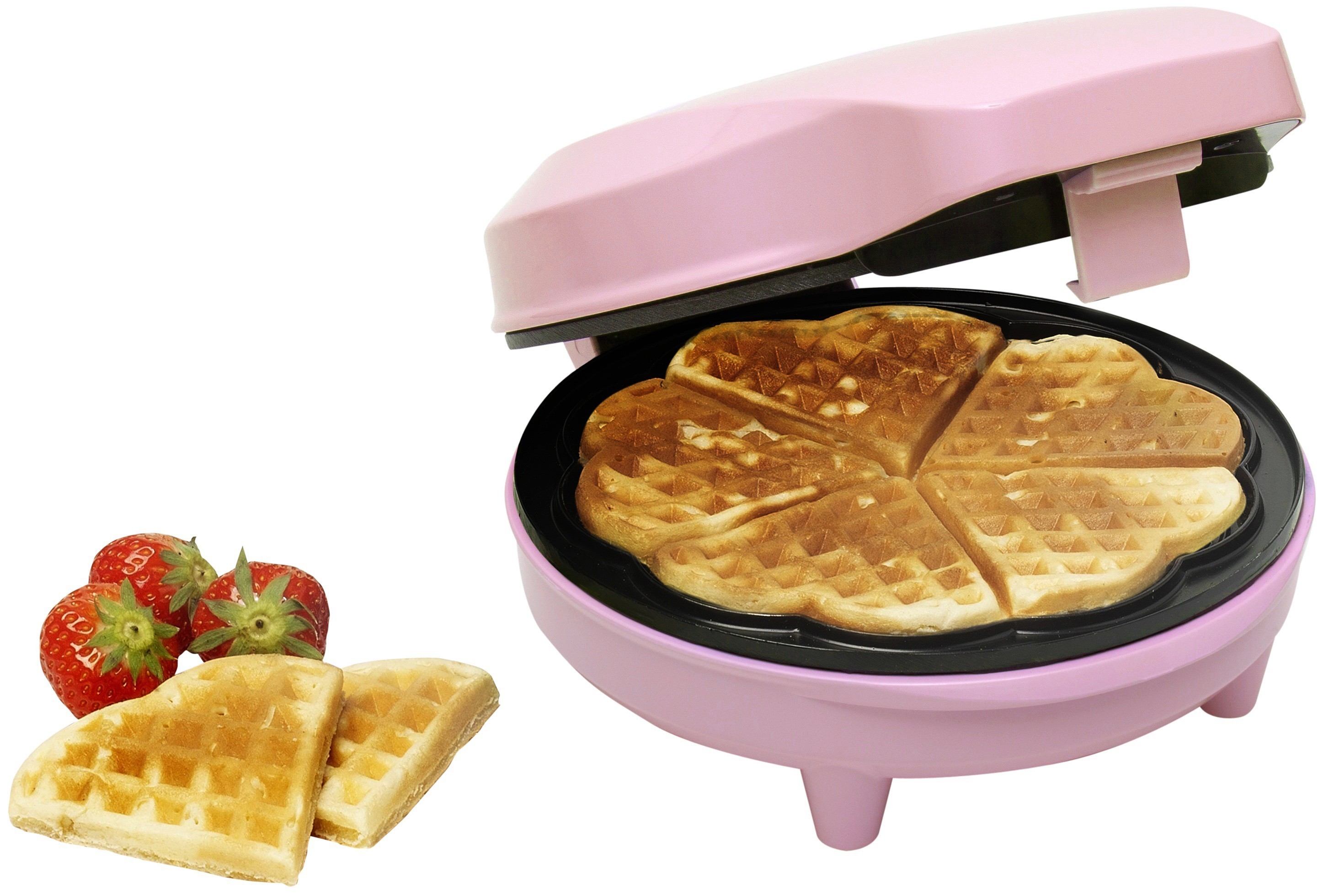 Bestron ''Gaufrier petits coeurs 700W  en rose clair''