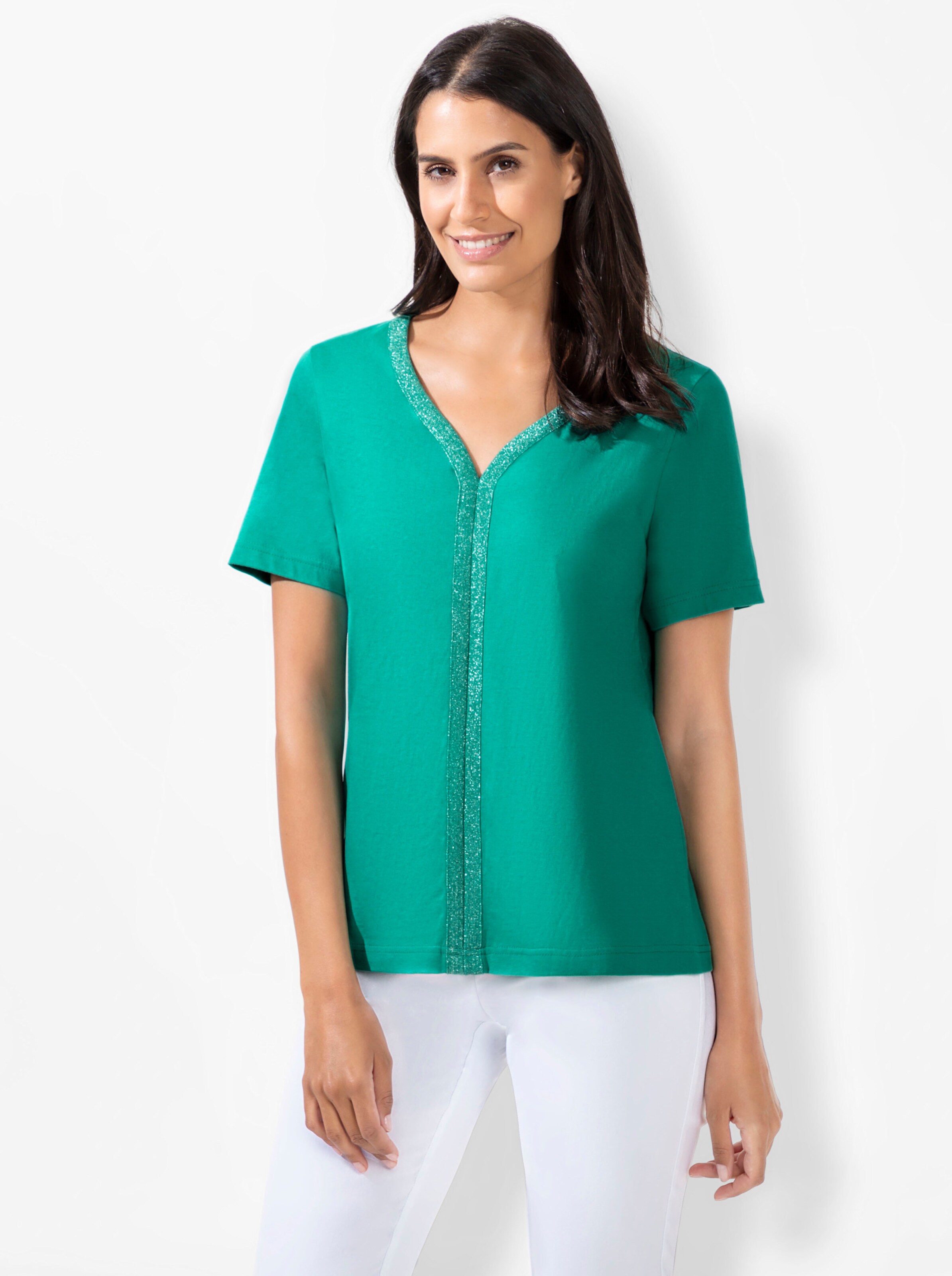 Kurzarmshirt in smaragd