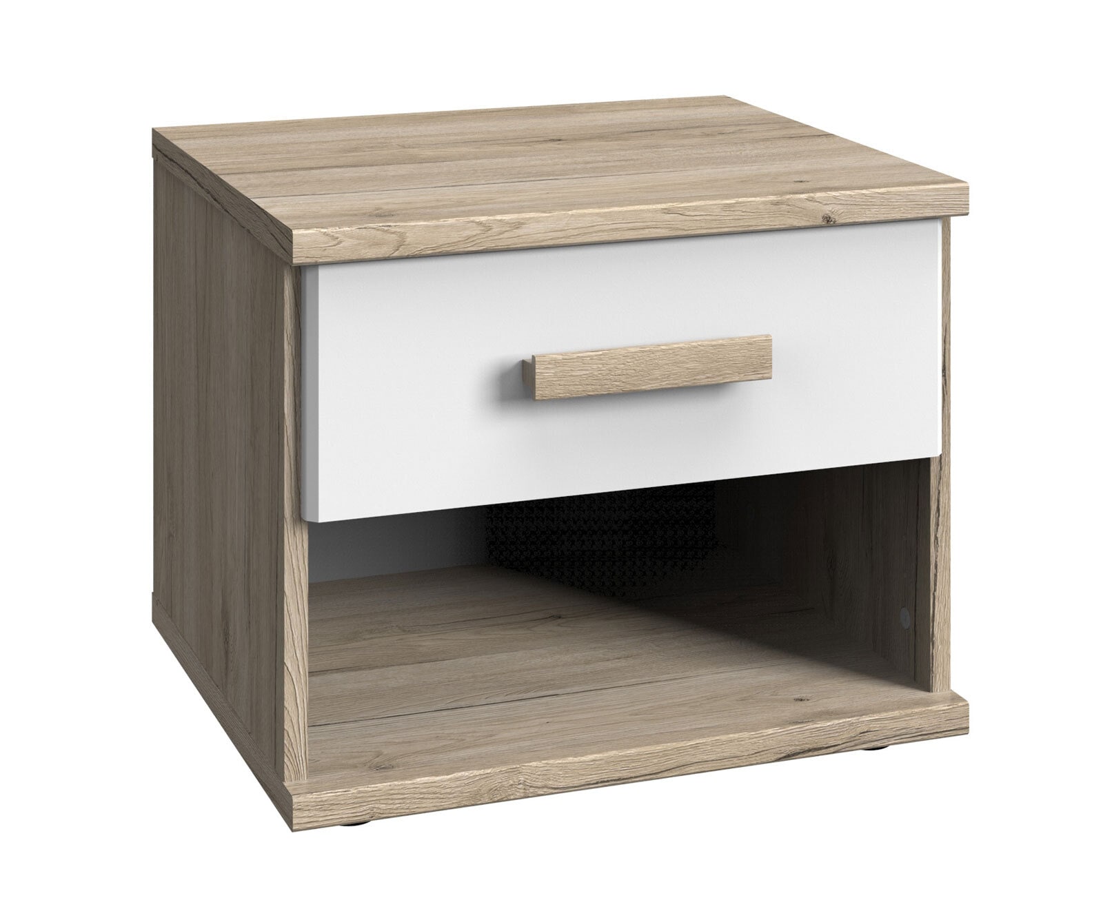 Nachtschrank Cariba San Remo Eiche Nachbildung/Weiß ca. 46 x 38 x 40 cm