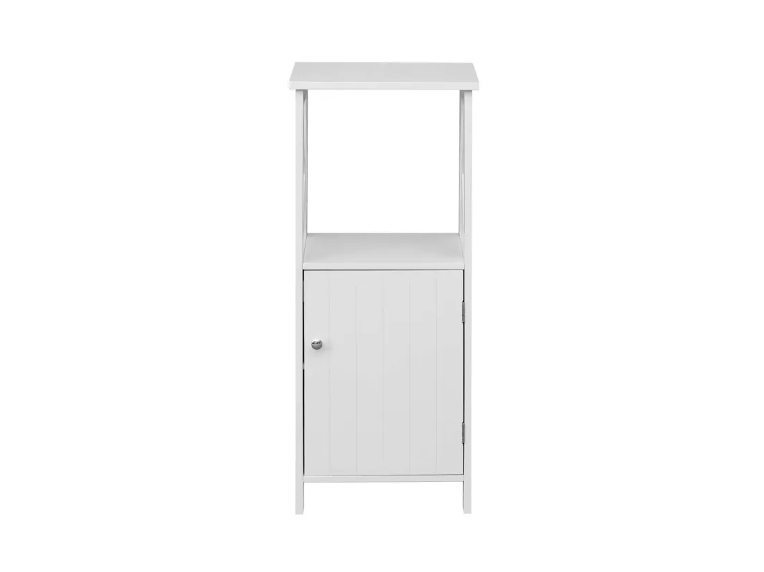 Meuble sur pied Meuble en bois blanc avec étagères pour salle de bains