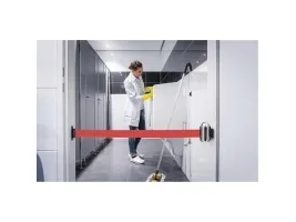 Securit® Vægbeslag børstet stål, rødt udtræksbånd