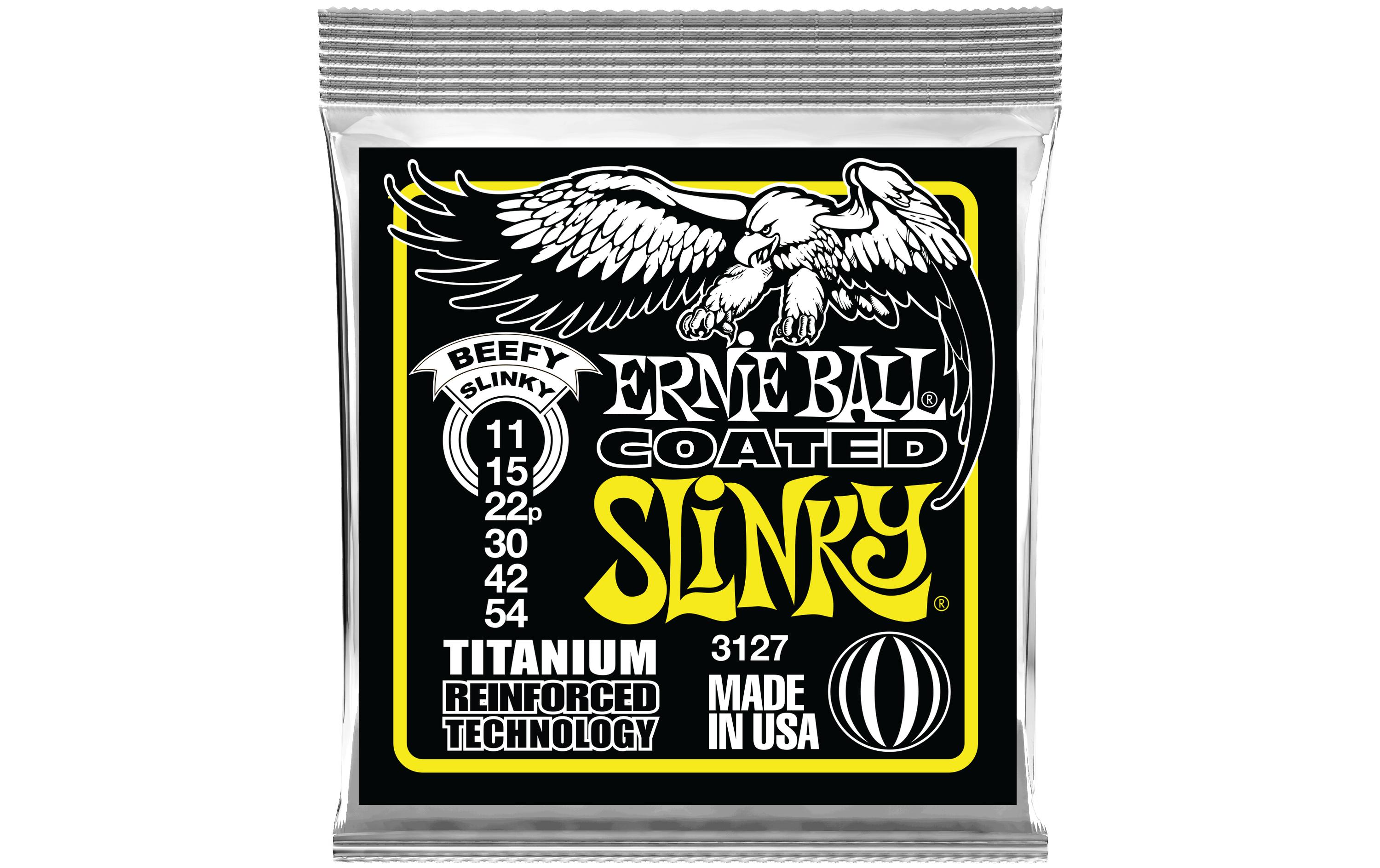 Gitarrensaiten 3127 Slinky Coated Titanium – Beefy 11-54Praktischer Saitensatz für Ihre E-Gitarre
