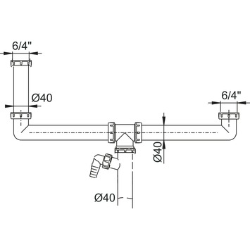 Sanivesk Duploafvoer Ongelijk 6/4x40mm Wit