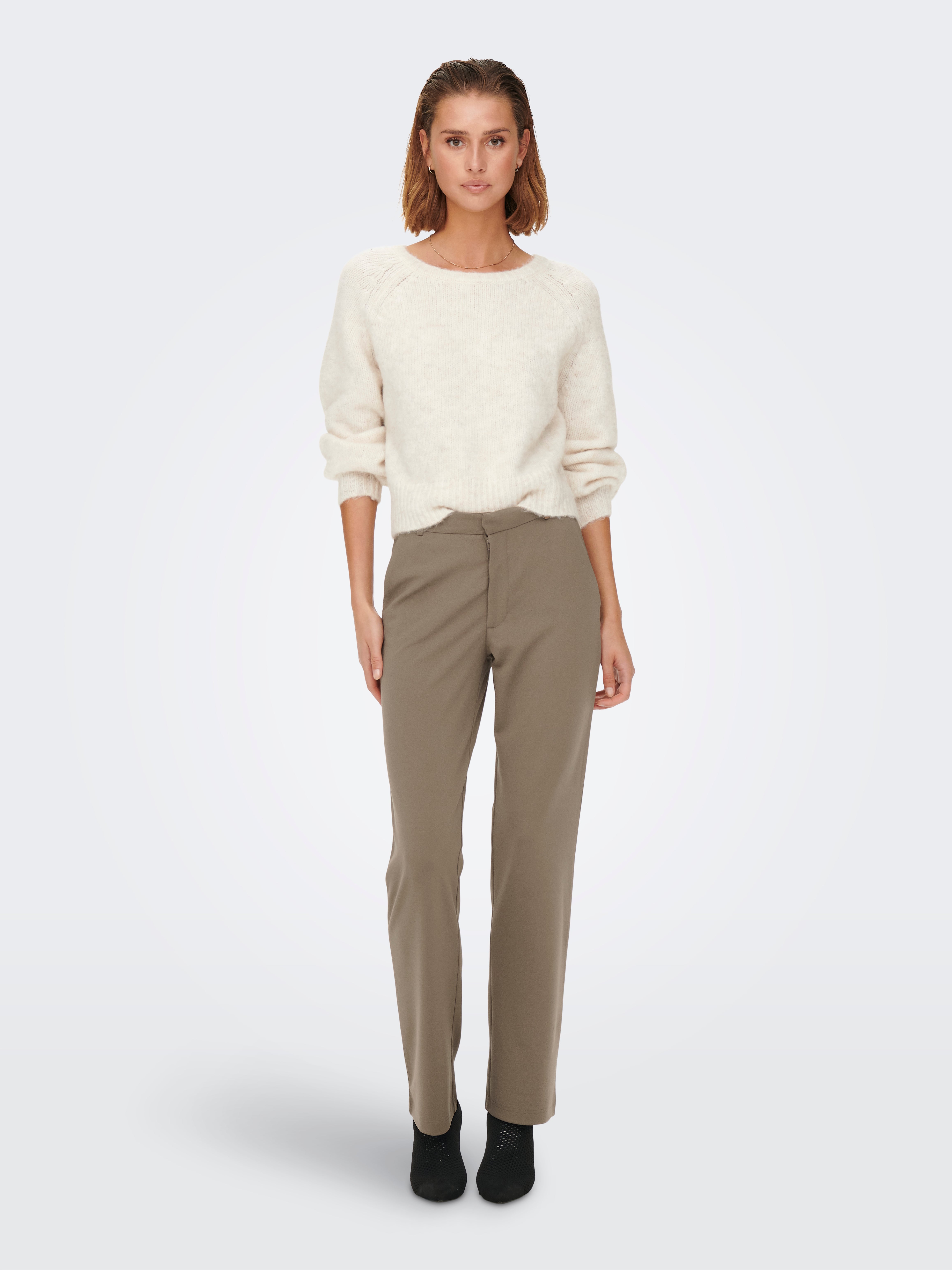 JDYGEGGO Mittlere Taille Gerade geschnitten Klassische Hose Walnut