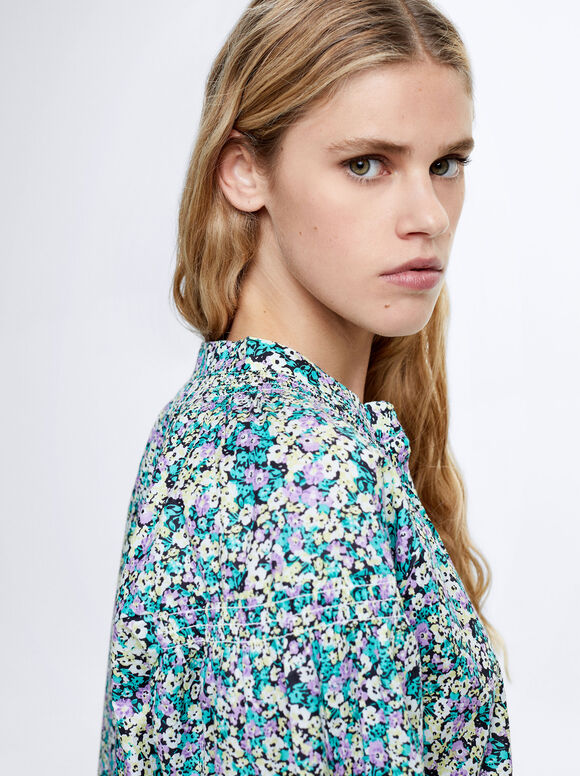 Camisa com estampa floral - Multicolorida