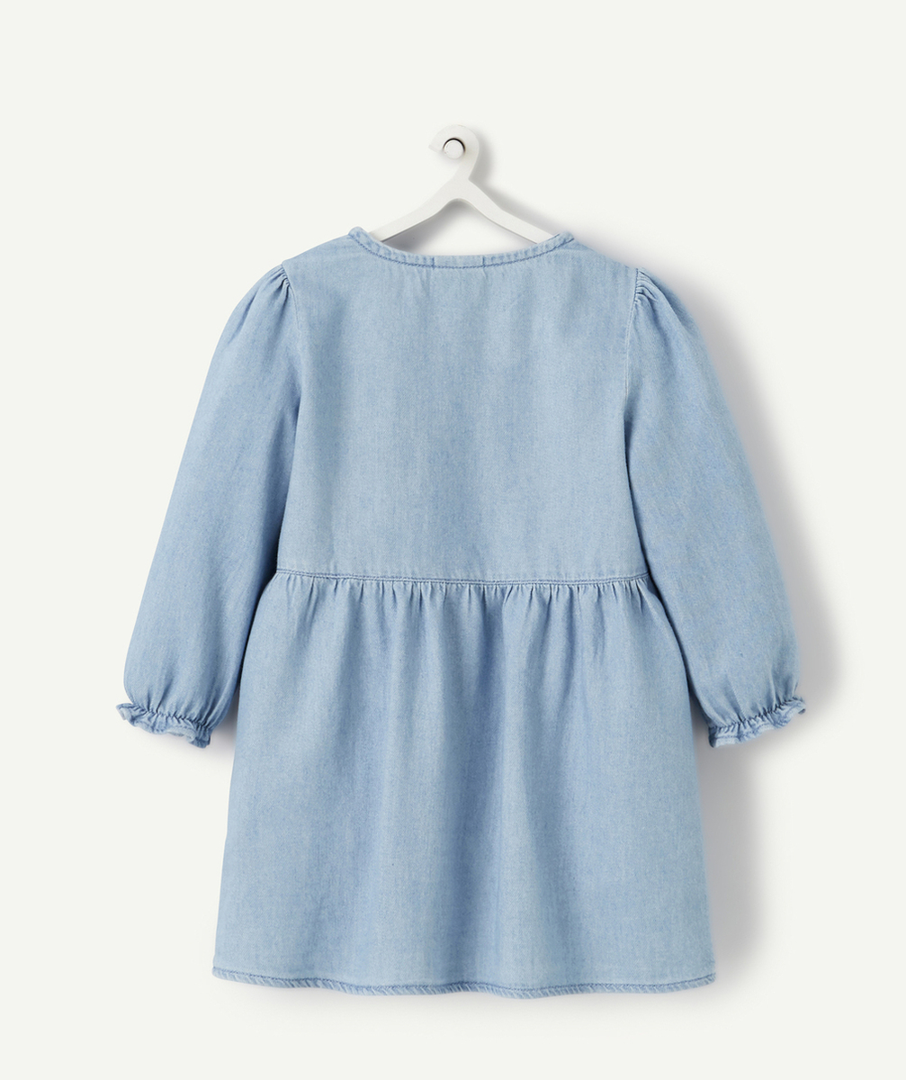 ROBE BÉBÉ FILLE EN COTON BLEU EFFET DENIM LESS WATER