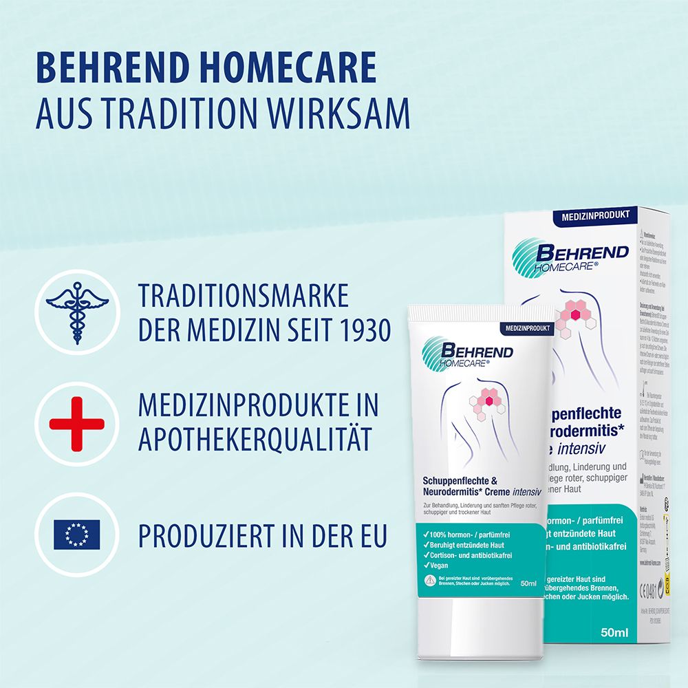Behrend – Schuppenflechte & Neurodermitis Creme bei geröteter, trockener & schuppiger Haut – Psoriasis & Ekzem Salbe reduziert den Juckreiz & beruhigt entzündete Haut