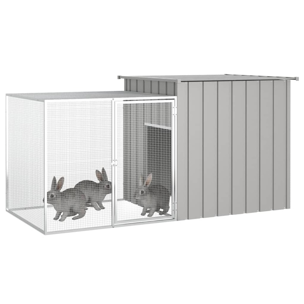 Clapier gris 200x91x100 cm acier galvanisé