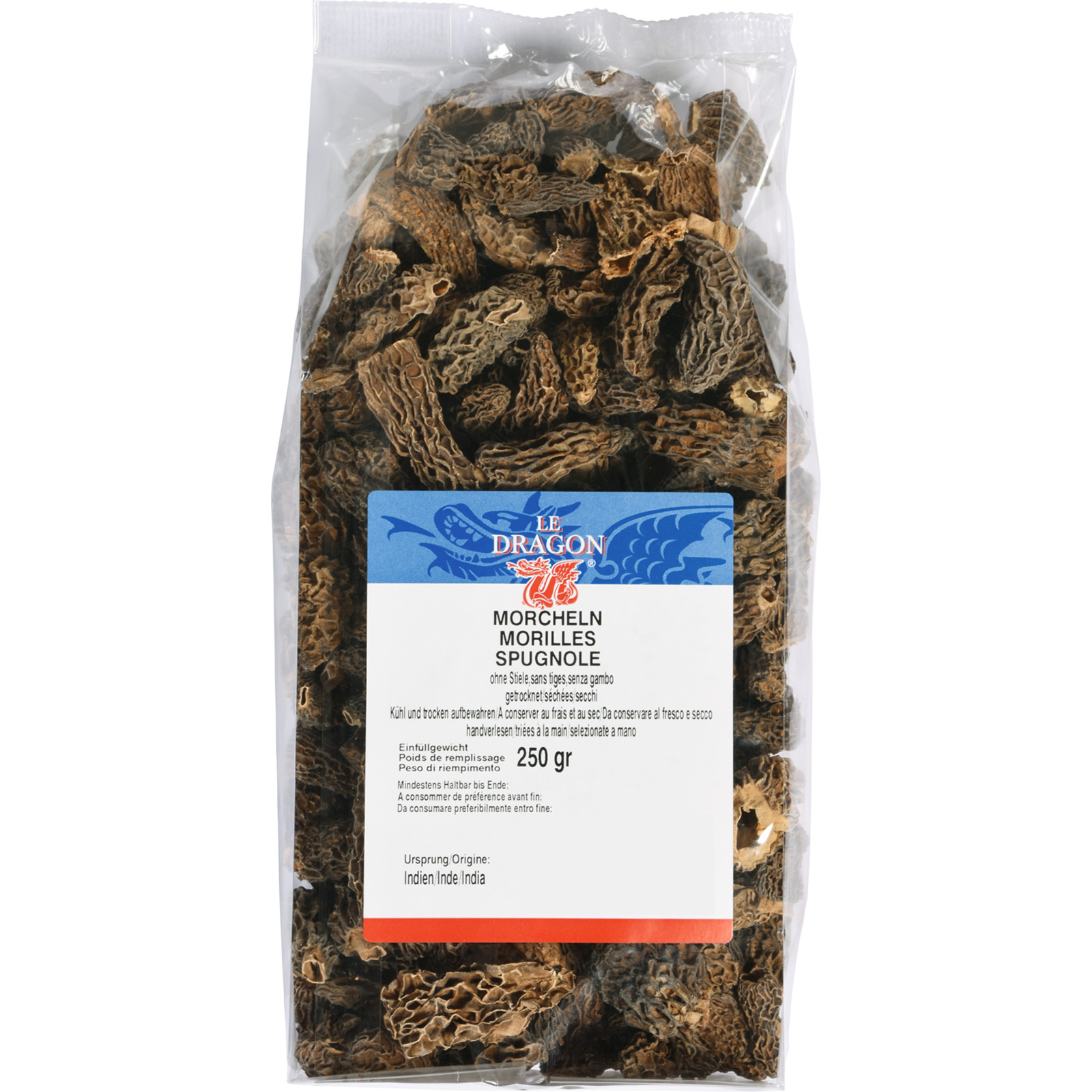 Le Dragon Morcheln getrocknet ohne Stiel 250 g