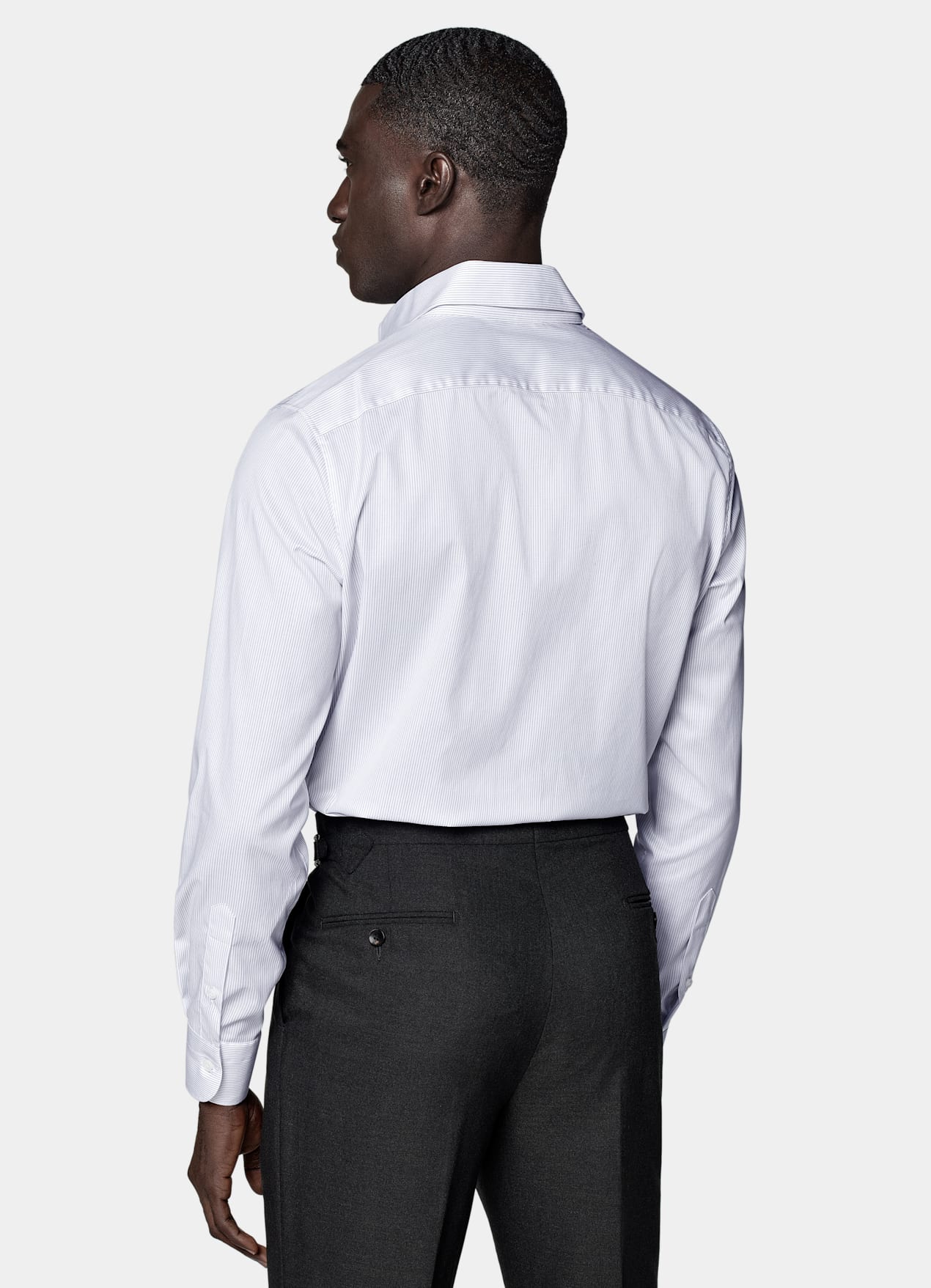 Chemise coupe ajustée en twill blanche à rayures