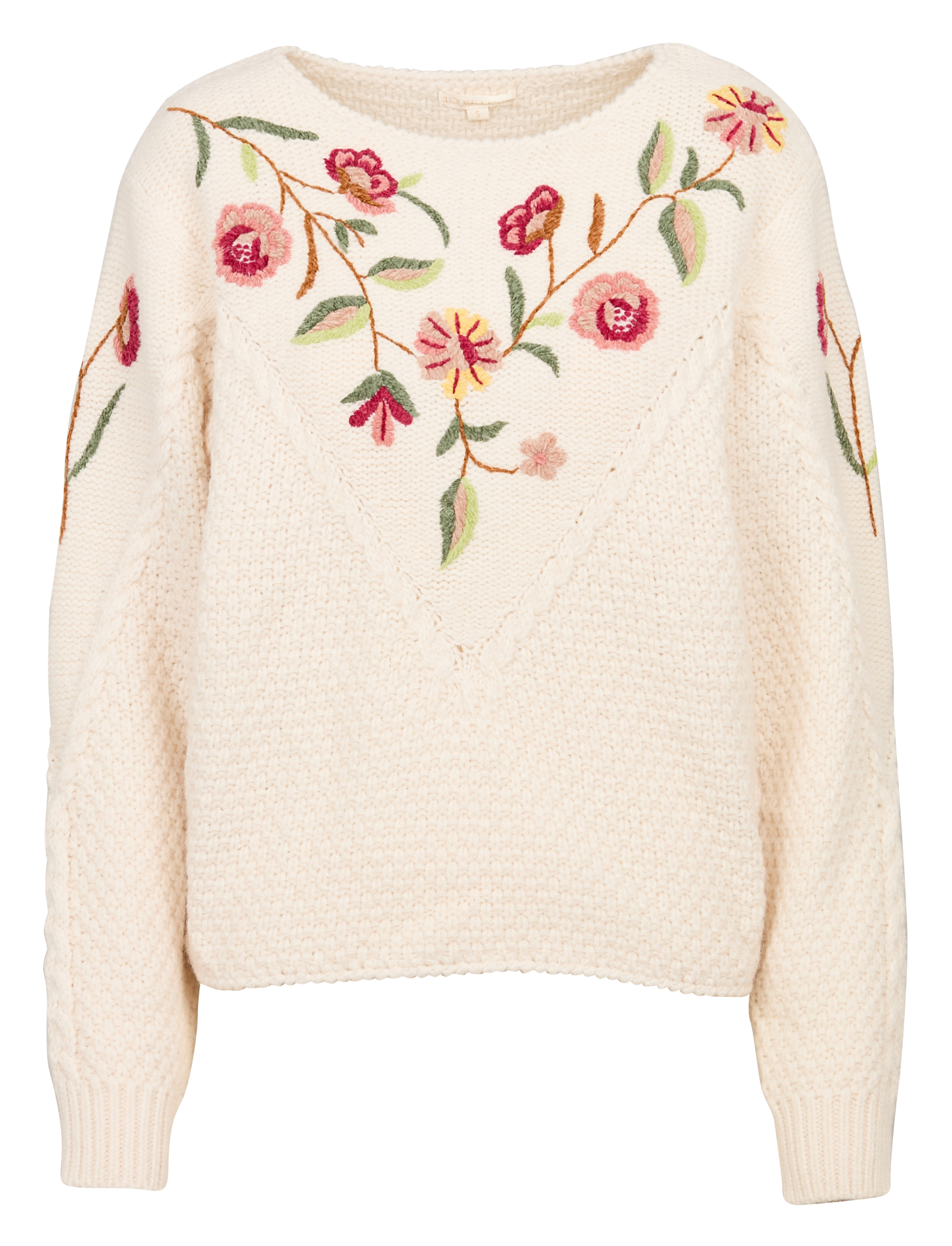 ACAI - Pull col rondà motif floral | Beige