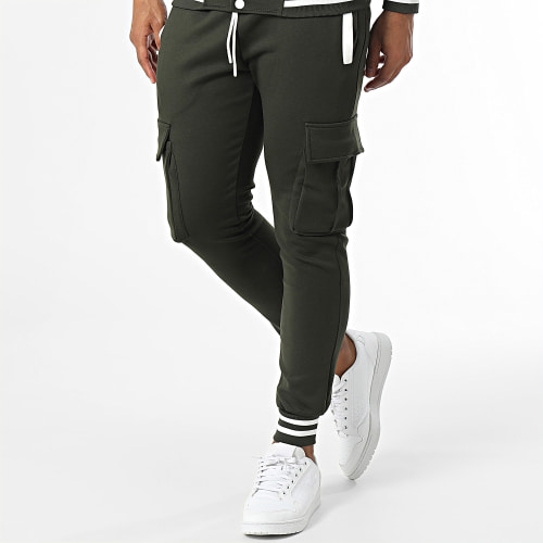Ensemble Veste Boutonnée Et Pantalon Cargo Vert Kaki