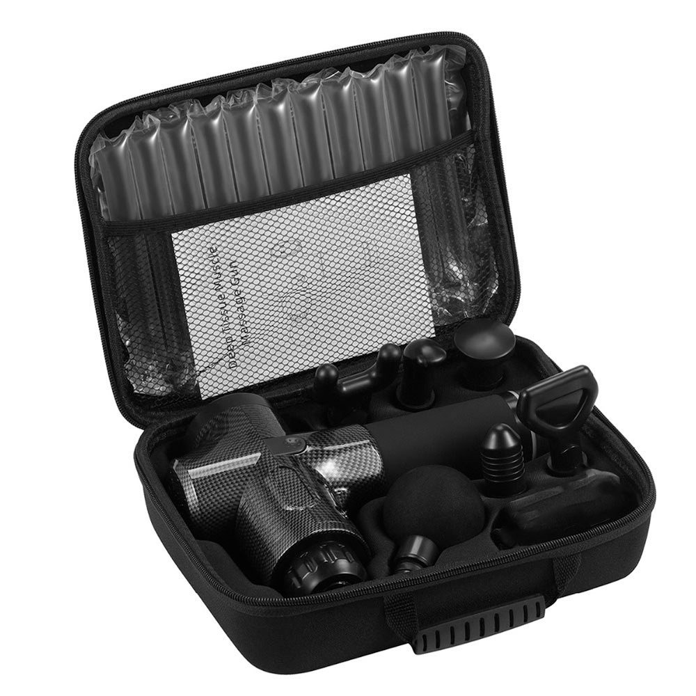 Massage Pistole Elektronische Muskelmassagepistole zur Entspannung Massagegerät mit 6 Aufsätzen   LED Anzeige (2400mAh) - Grau / Schwarz