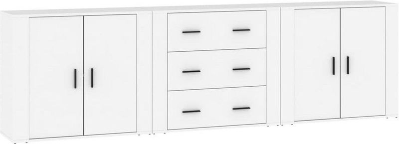 vidaXL - Dressoirs - Bewerkt Hout - Wit - Set van 3