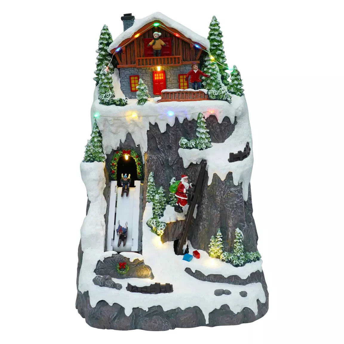 Village de Noël lumineux Père Noël grimpeur