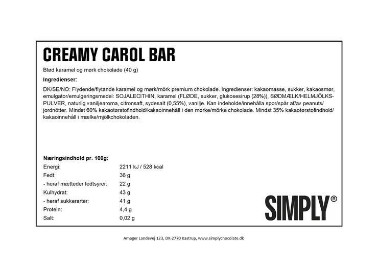 Simply Chocolate CREAMY CAROL chokoladebar No_color