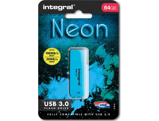 INTEGRAL - Clé USB NEON BLEU 64 Go