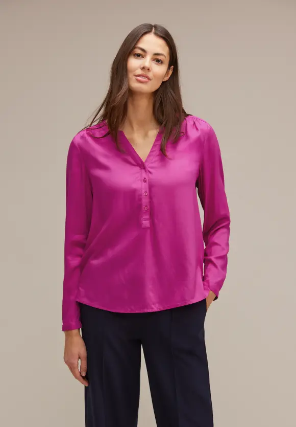 Basic Bluse in Unifarbe - bright cozy pink