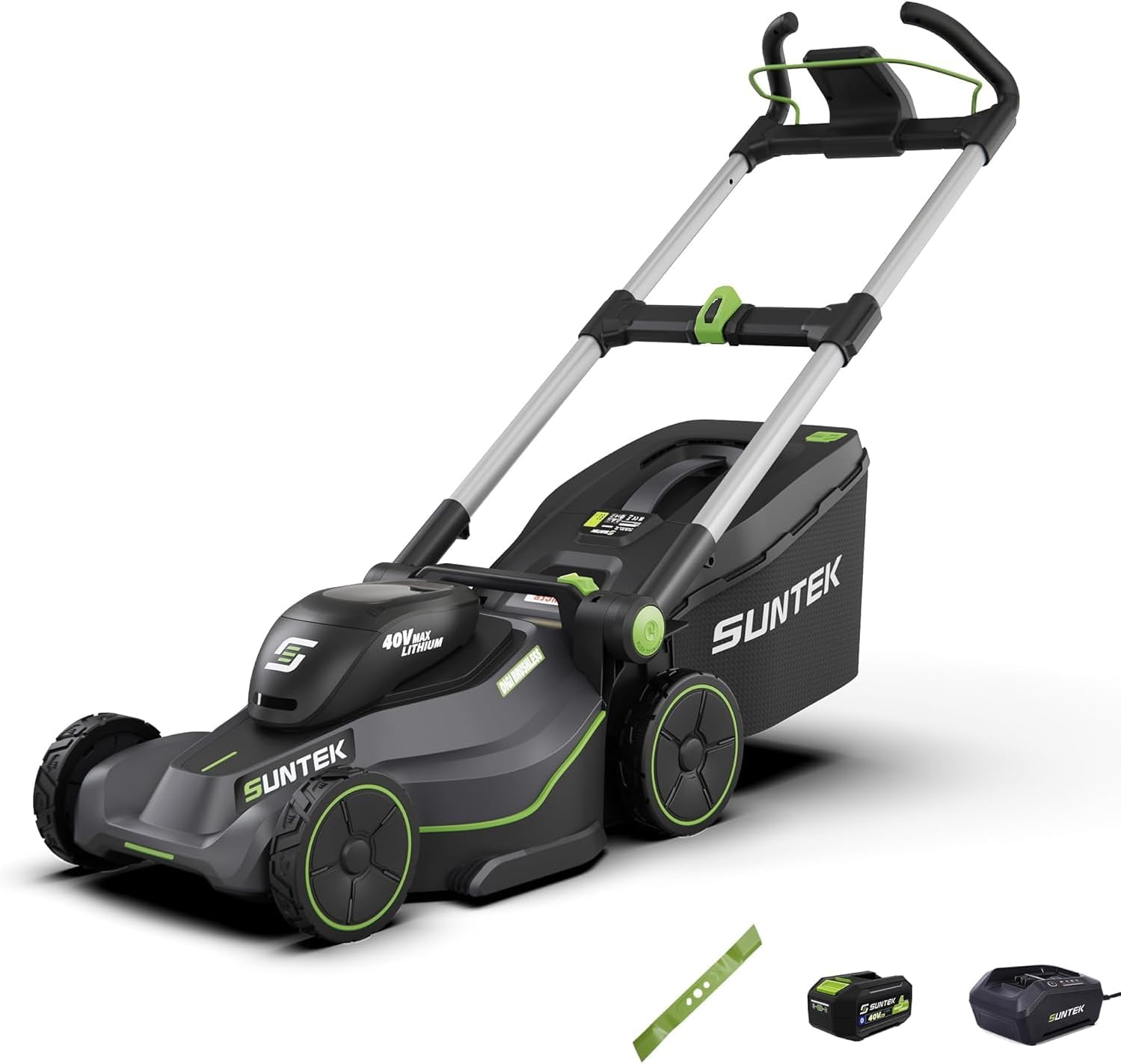 SUNTEK 40V 43cm Akku-Rasenmäher, Digi-Brushless Handrasenmäher, 4,0Ah Lithium-Ionen-Akku und Schnellladegerät enthalten, APP-kompatibel, SLM4417-Upgraded