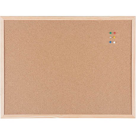 Tableau d'affichage en liège Basic de Bi-Office, surface en liège, cadre en bois naturel, 90 x 60 cm