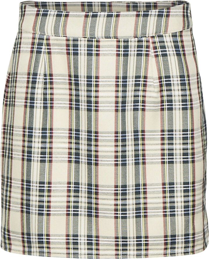 Something New SNCOURTENEY HW SLIT MINI SKIRT - NS Oatmeal/checks