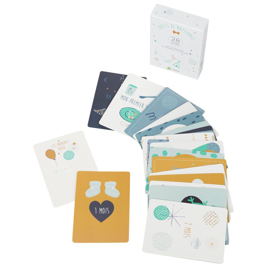 Cartes photo de naissance bébé garçon x28 - Bleu