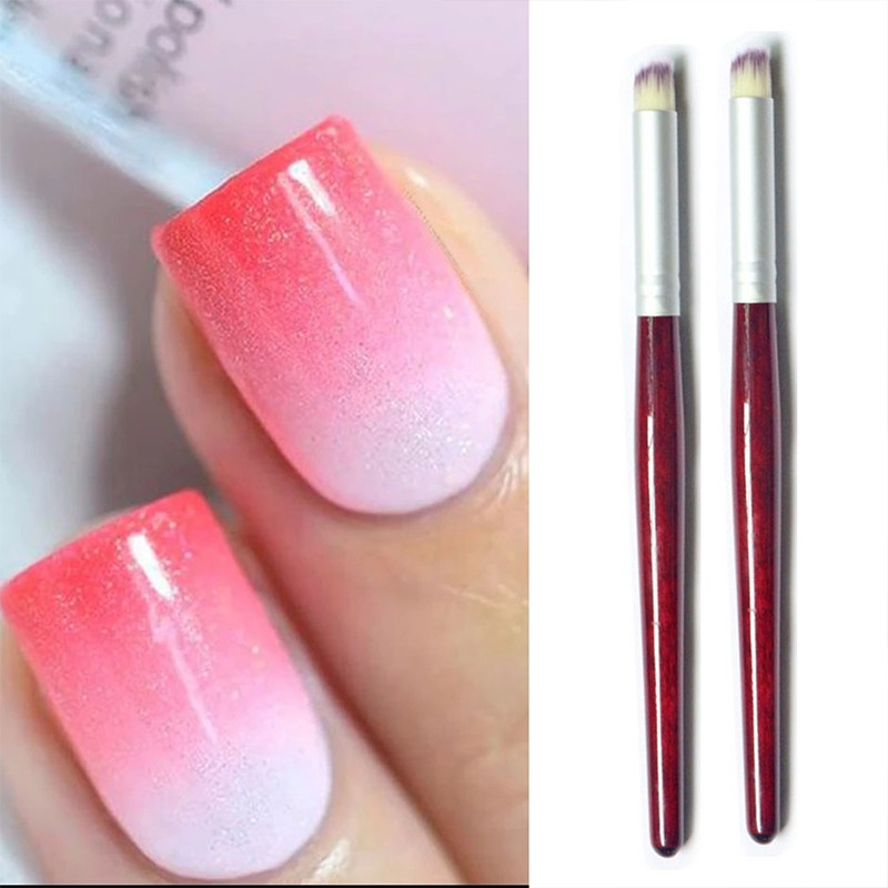 (2er Set) Nail Art Nageldesign UV Gel / Acryl / Nagellack Buffer Dekorier Pinsel - Braun