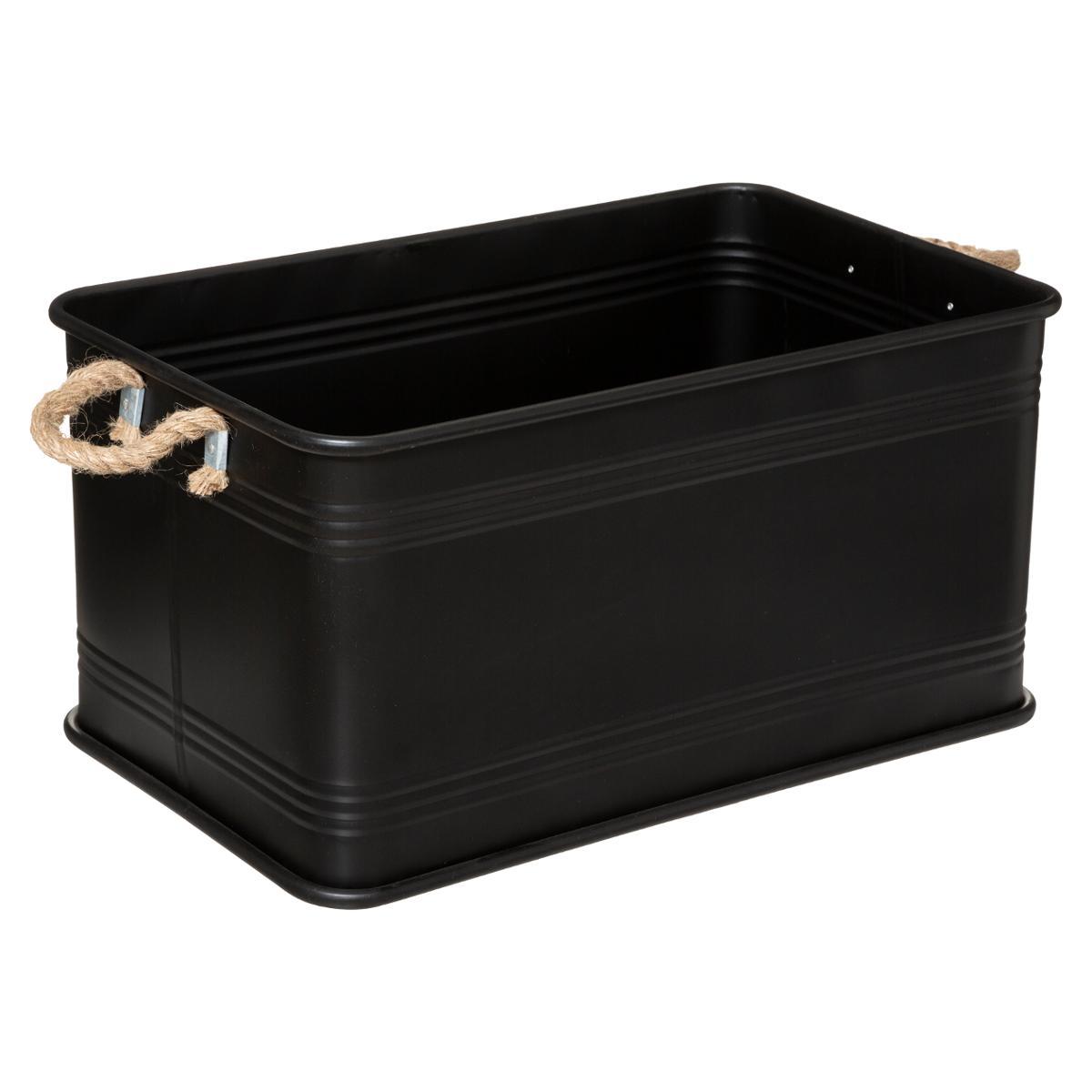 MALLE METAL BOIS NOIR CUBA D.60.1X37.8X33.1CM