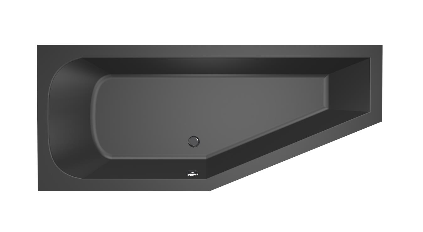 Xenz Lagoon Compact badkuip links 170x75x45cm ebony mat zwart