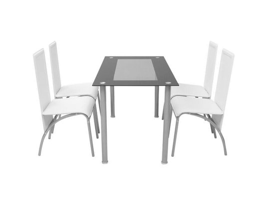 VIDAXL - Ensemble table et chaises Jeu de salle à manger 5 pcs blanc