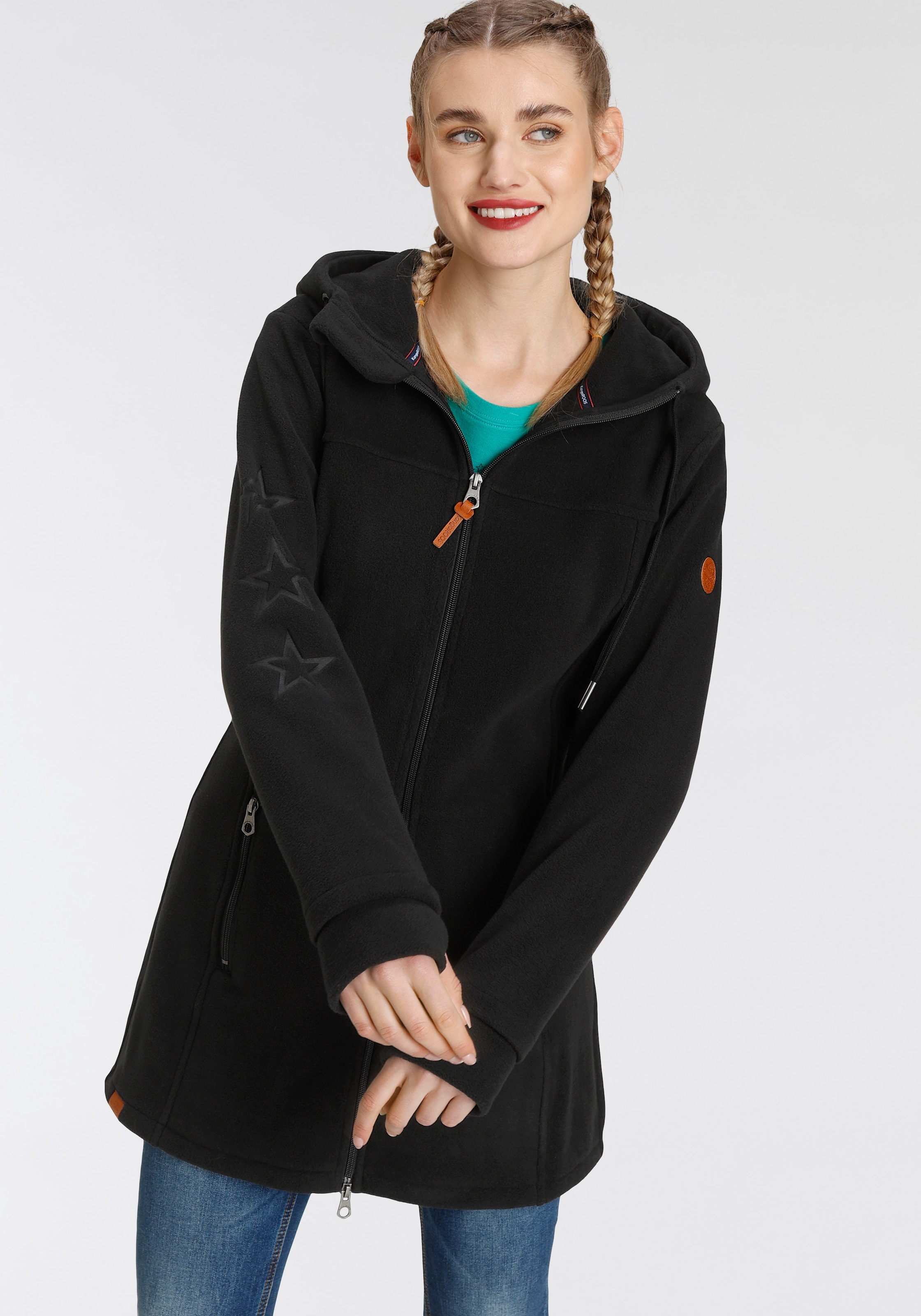 KangaROOS Fleecejacke mit Kapuze figurbetonter Schnitt,  mit Kapuze,  mit 2-Wege-Reissverschluss