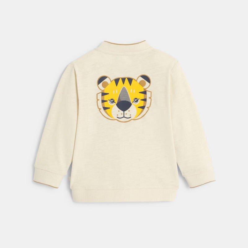 Gilet zippé jersey doublé tigre beige bébé garçon Beige