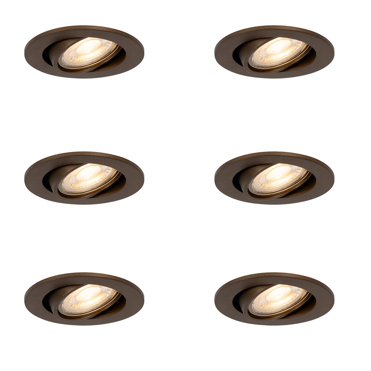 Set van 6 moderne inbouwspots donker brons kantelbaar - Cisco