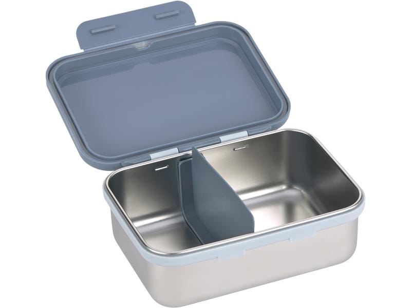 Lässig Lunchbox Edelstahl Traktor Blau/Silber Brotdose mit integriertem Silikonring im Deckel