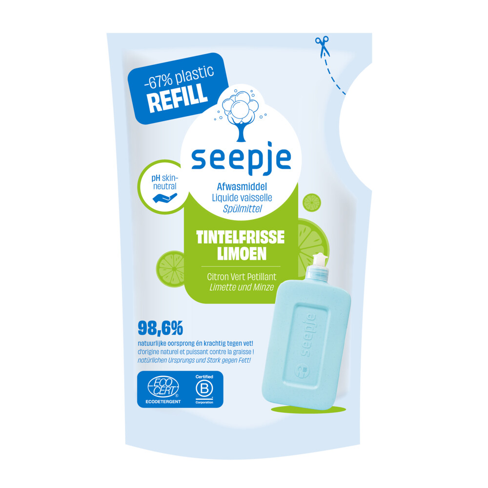 Seepje Afwasmiddel Navulling Tintelfrisse Limoen (500 ml)