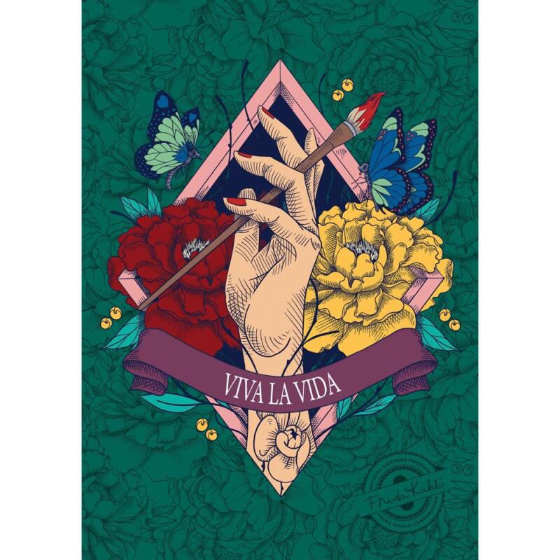 Frida Kahlo, Set de correspondance 12x16,5 cm contenant 8 cartes simples 11x15,5 cm assorties et 8 enveloppes Pollen C6 blanc naturel
