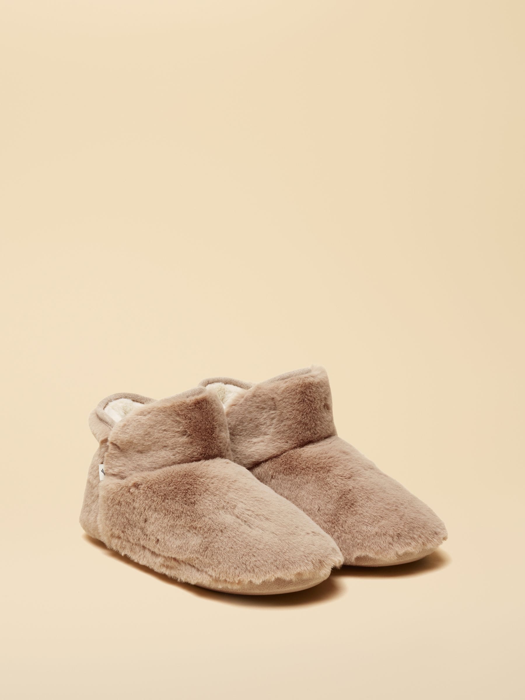 Nertsgrijs/bruin - Joules Women's Cabin Luxe Faux Fur Slipper Boots