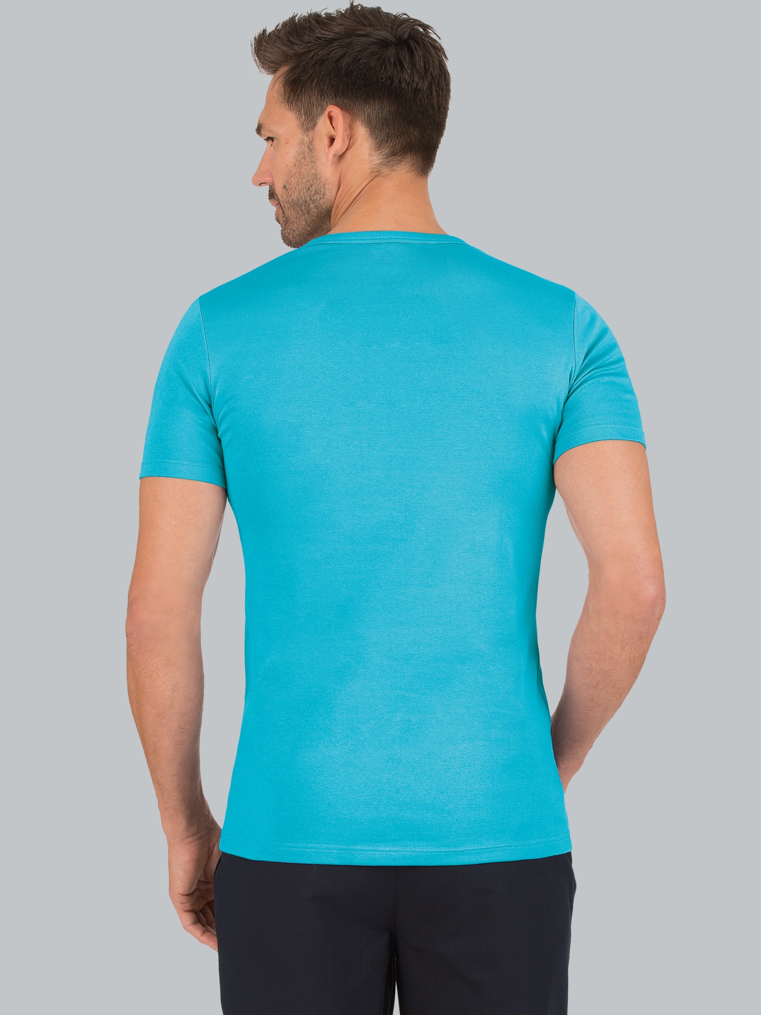 T-Shirt aus Baumwolle/Elastan Azur