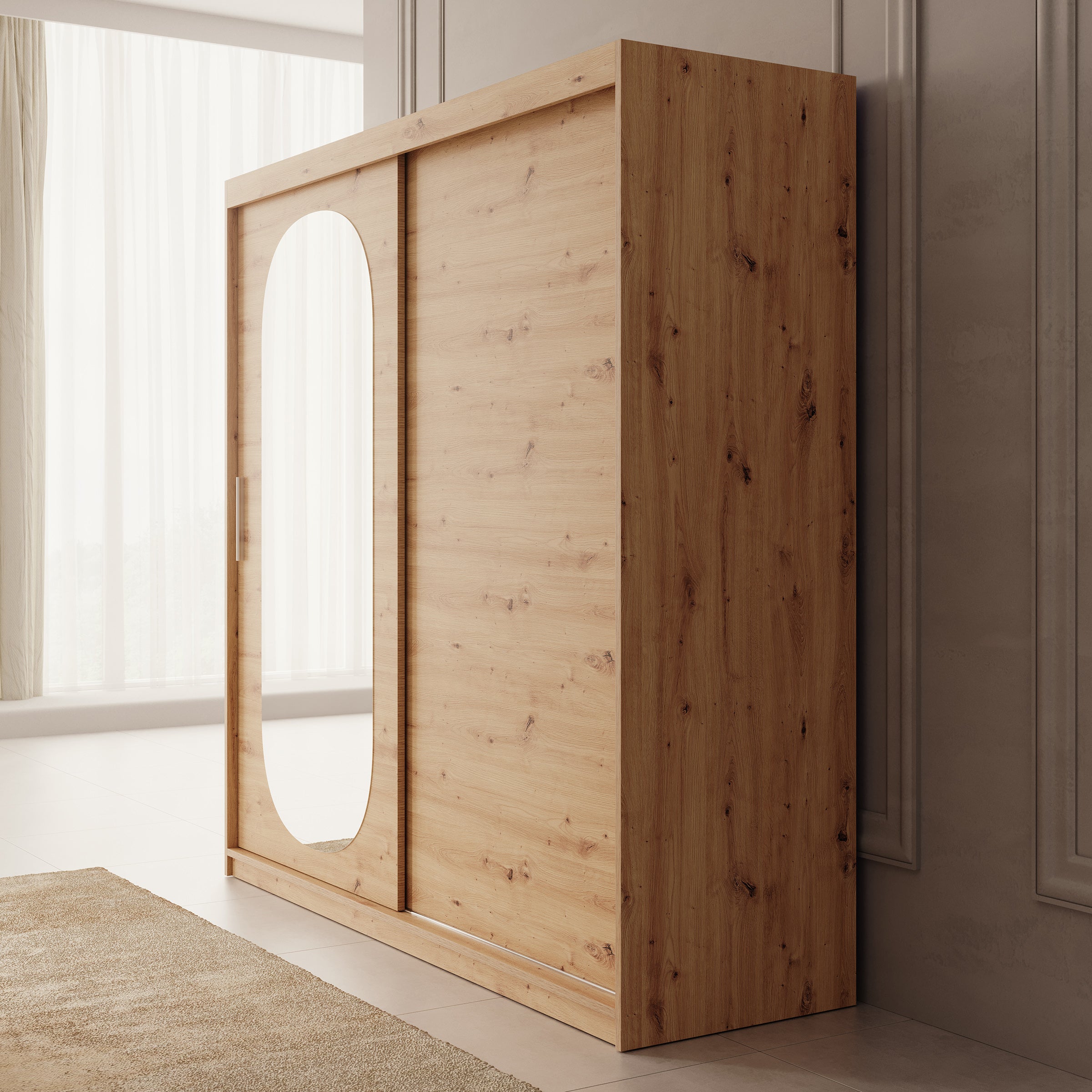 Bodhi - Kledingkast met schuifdeuren - Eiken - 200x62x200 cm
