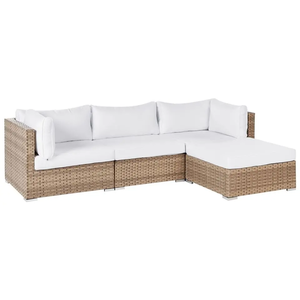 SANO II - Loungeset - Natuurlijk/Wit - Linkszijdig - Kunstrotan