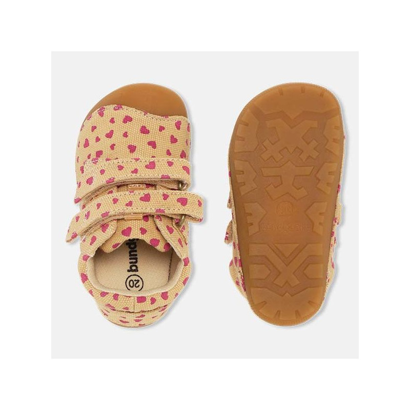 Bundgaard Bundgaard Petit Velcro Canvas Beige Hearts