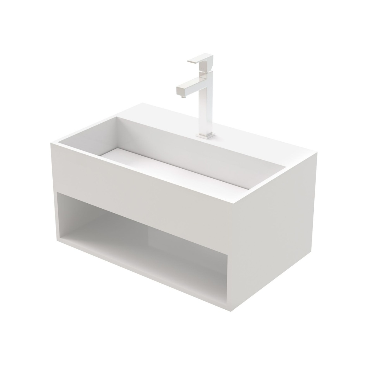 Sanigoods Kenzo wastafel met open vak 50x32x25cm wit mat
