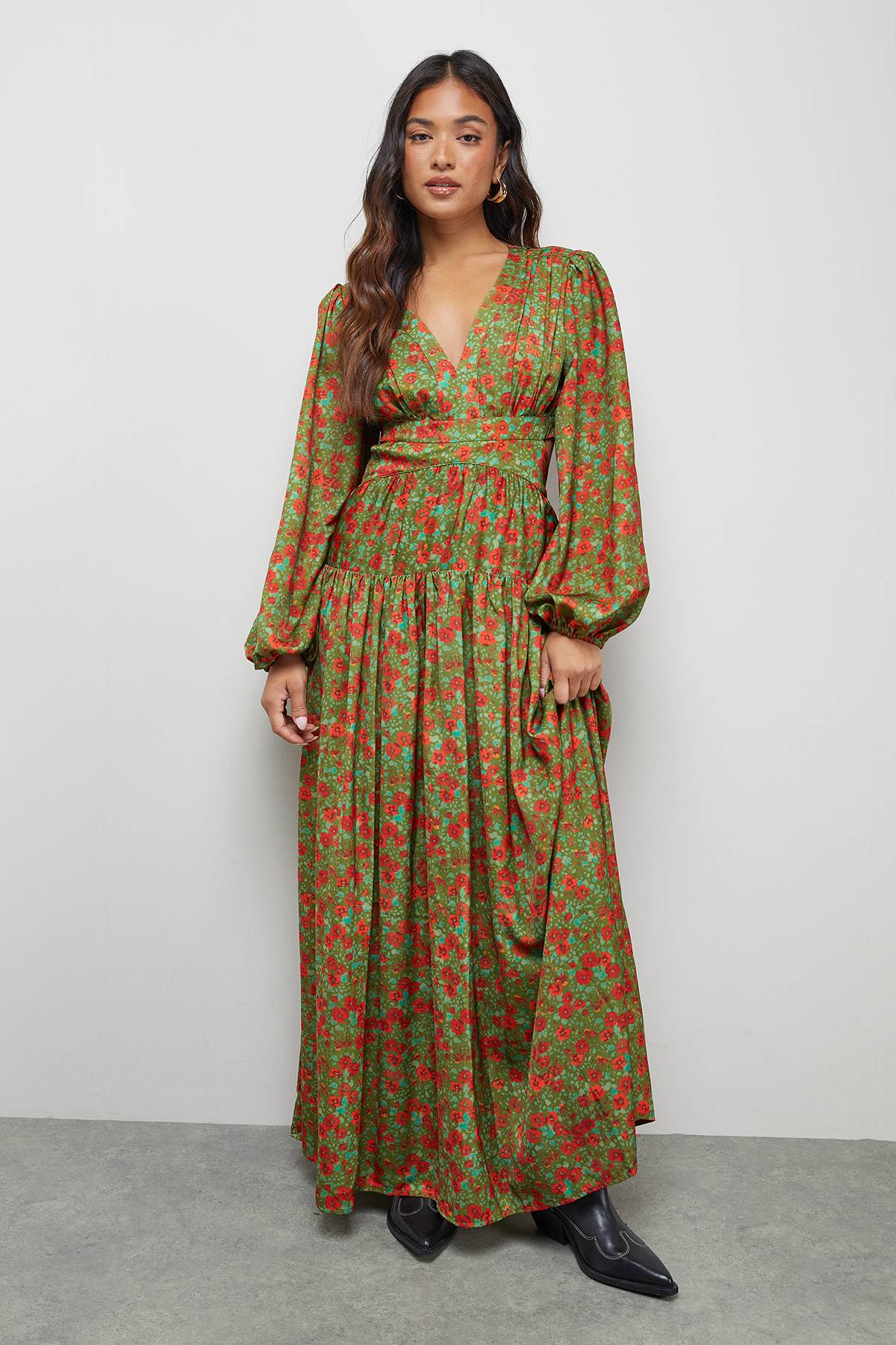 Warehouse Robe Maxi Satinée Dos Ouvert Premium Petite