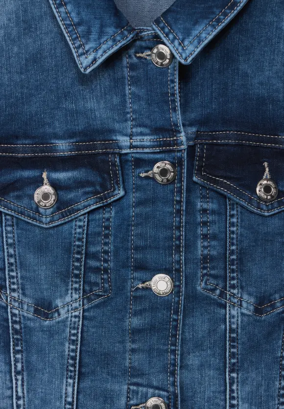 Mittelblaue Jeansjacke - mid indigo random wash