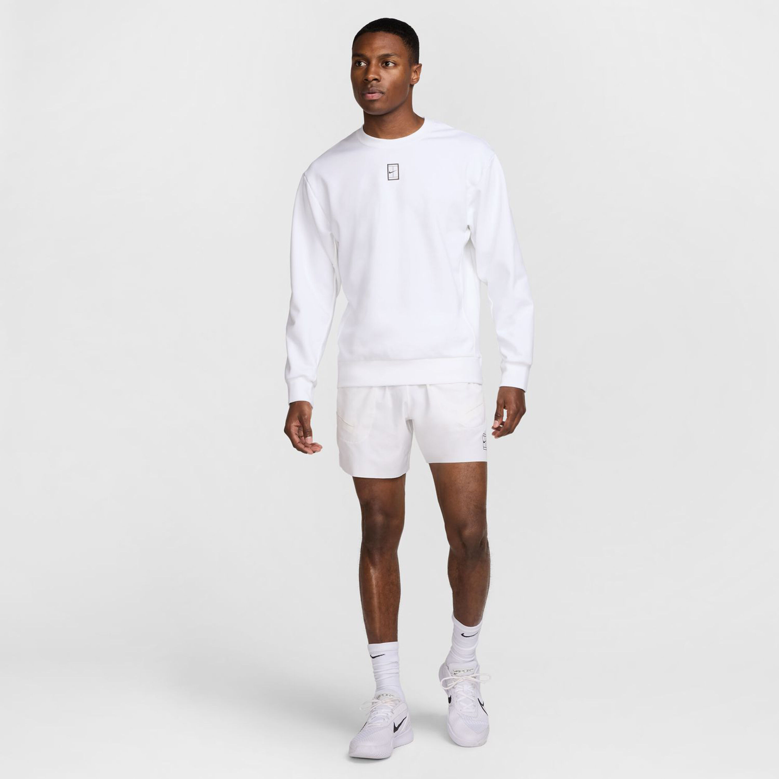 Nike Court Dri-Fit Fleece Heritage Sweat-shirt Hommes - Blanc