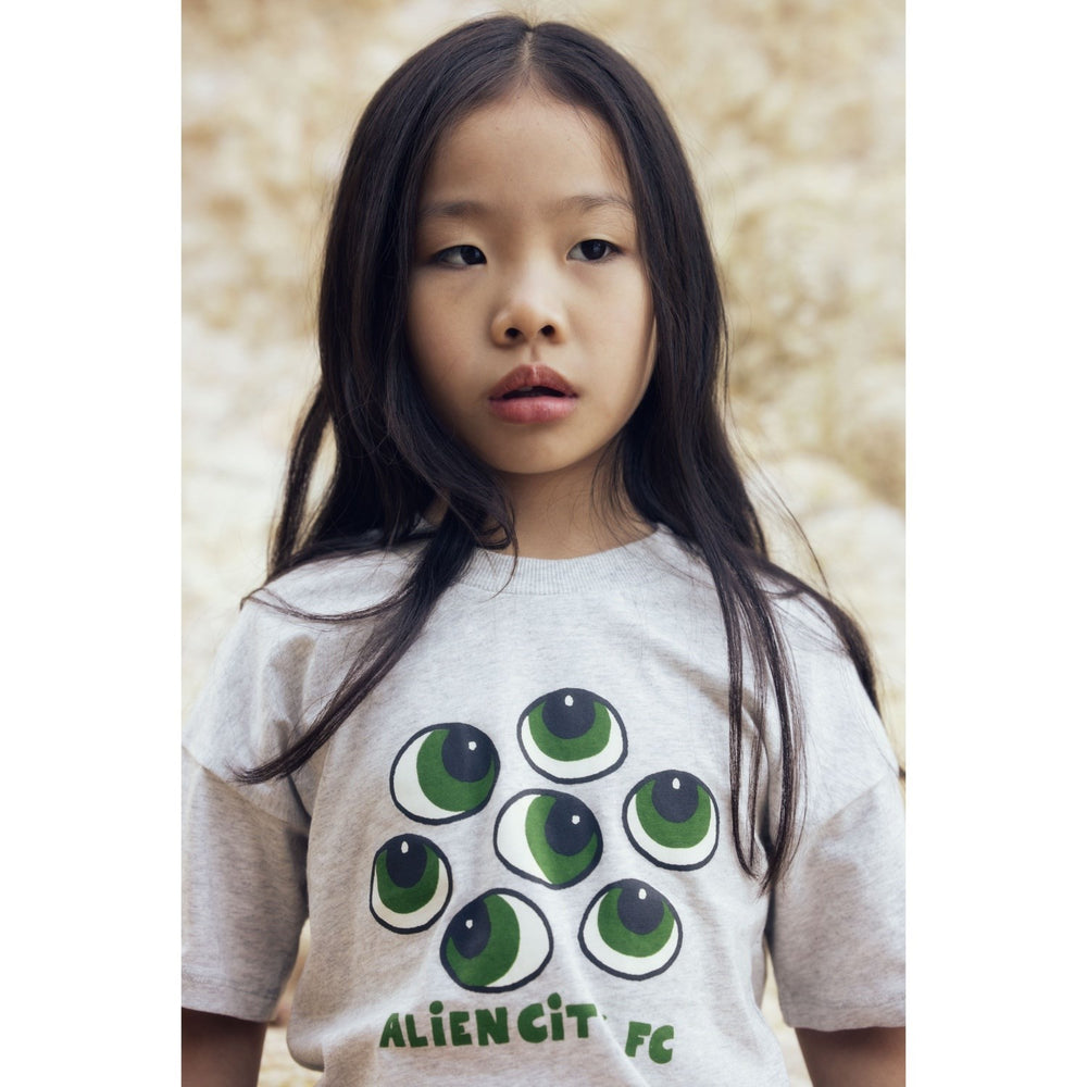 Køb Mini Rodini Grey Melange Eyes Sp Ss Tee