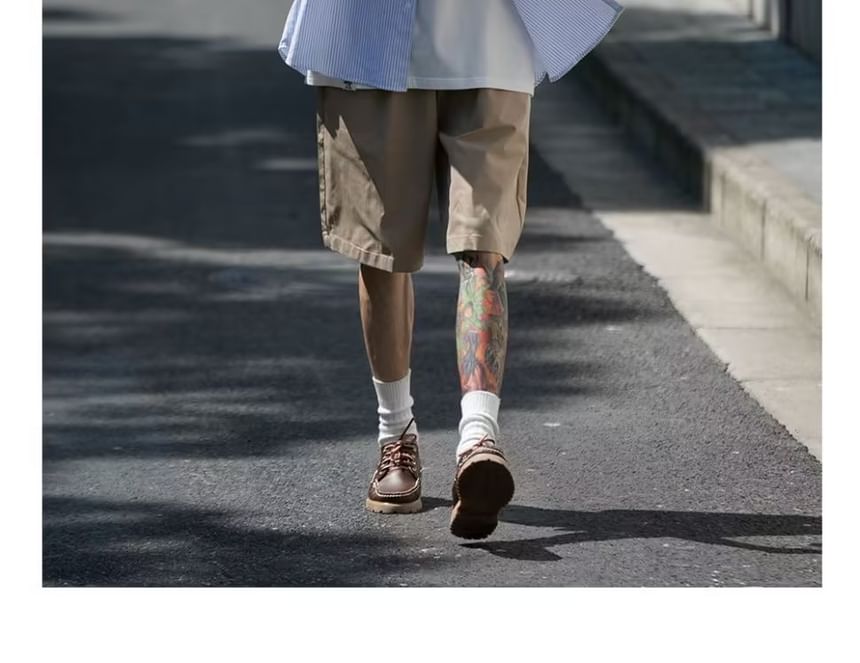 Urtishia - Hoge taille, effen, wijde pijpen shorts