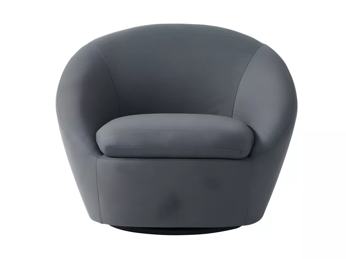Fauteuil pivotant arrondi en tissu gris LACARA II