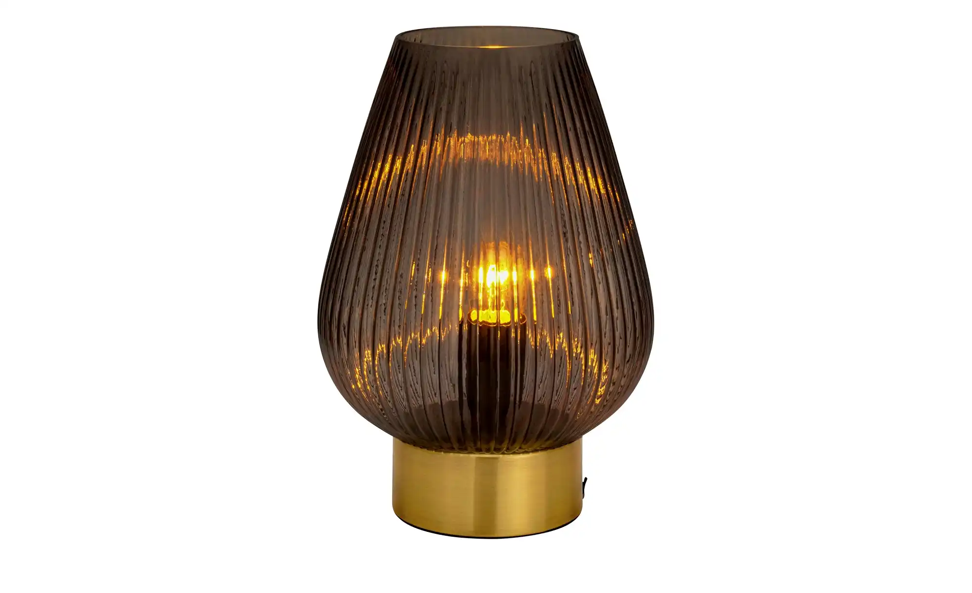 Tischleuchte, 1-flammig, Rauchglas/ messingfarben