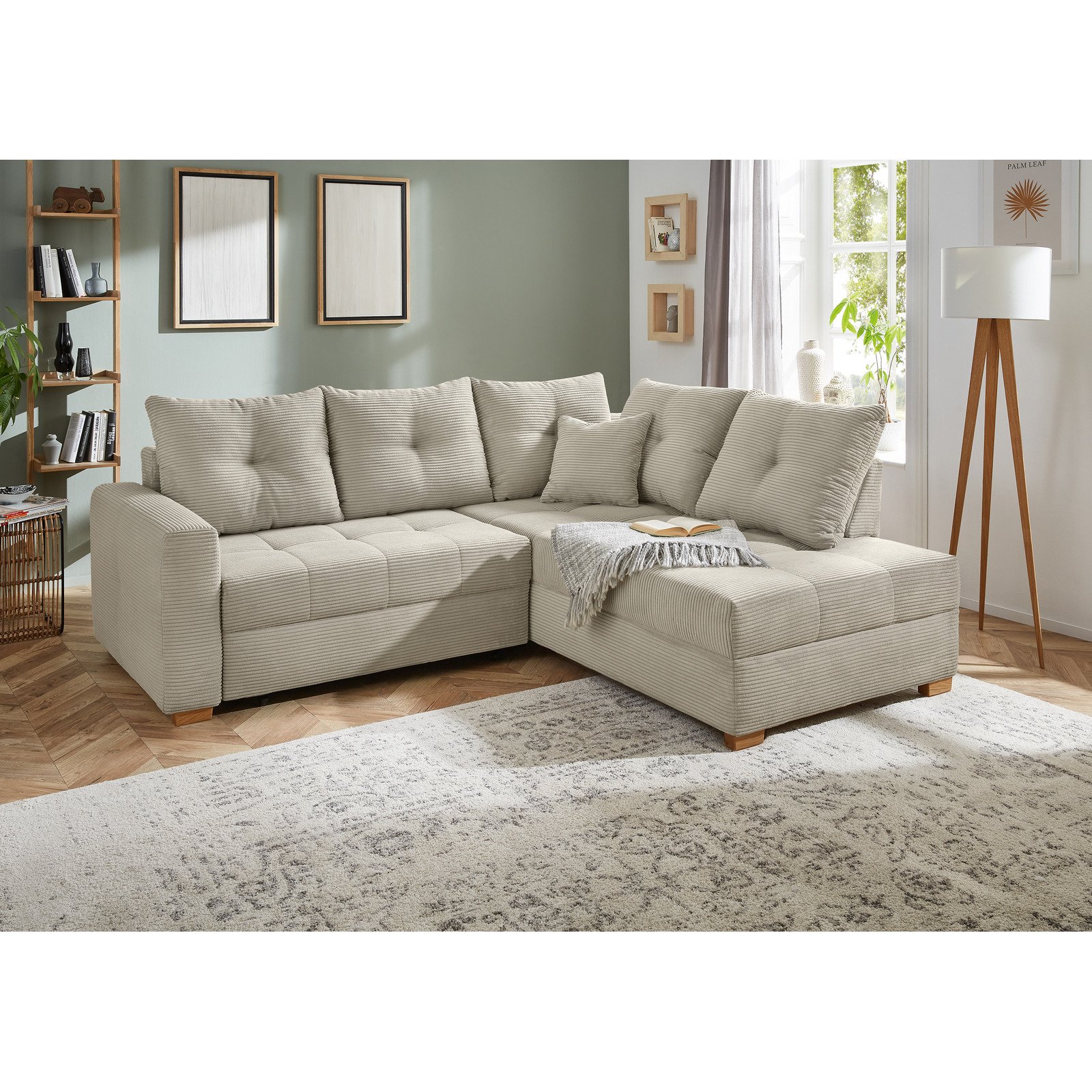 Ecksofa Leon Stoff Cord greige
